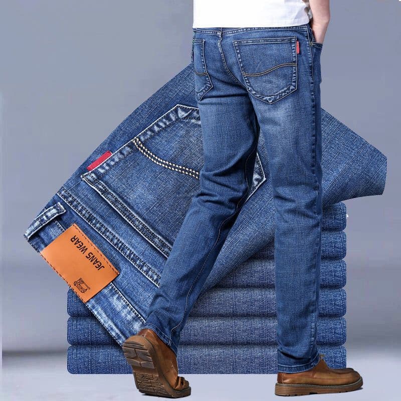 Summer jeans, elastic denim trousers, high waist, loose straight fit 3