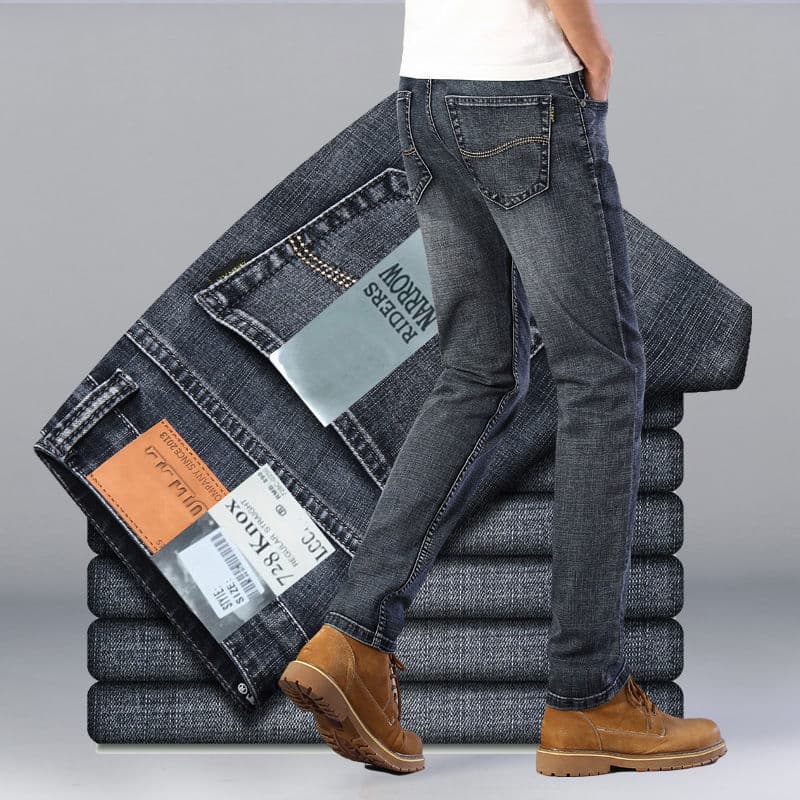 Summer jeans, elastic denim trousers, high waist, loose straight fit 1
