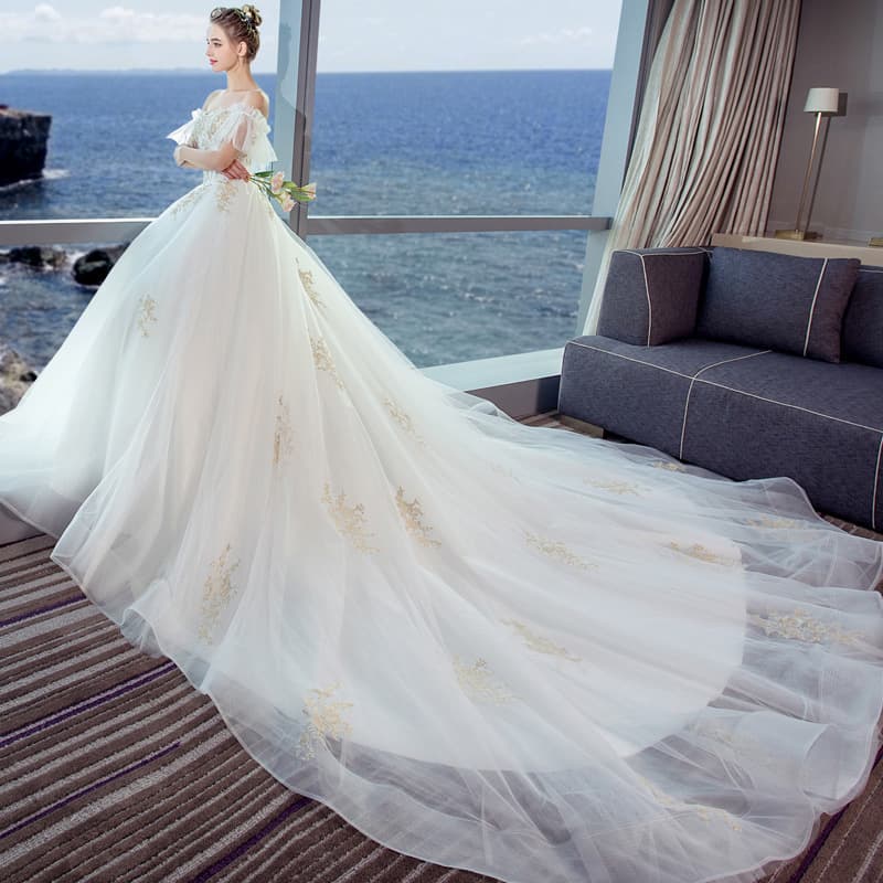 Wedding dress for bride, small princess costume for pregnant, simple cut, french style, for teenagers 3