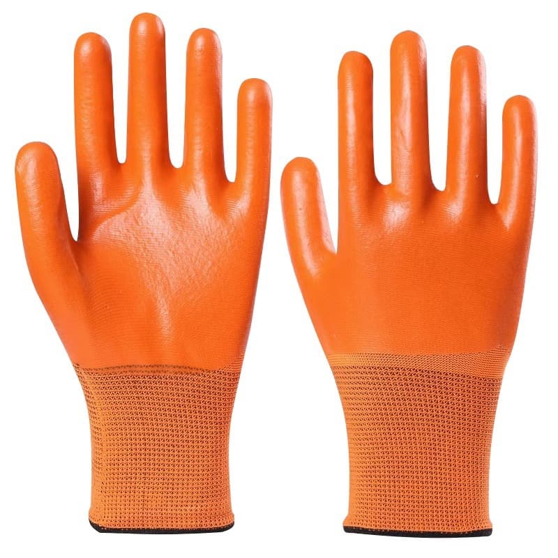 Wear-resistant waterproof oil resistant non-slip rubber gloves PVC 5