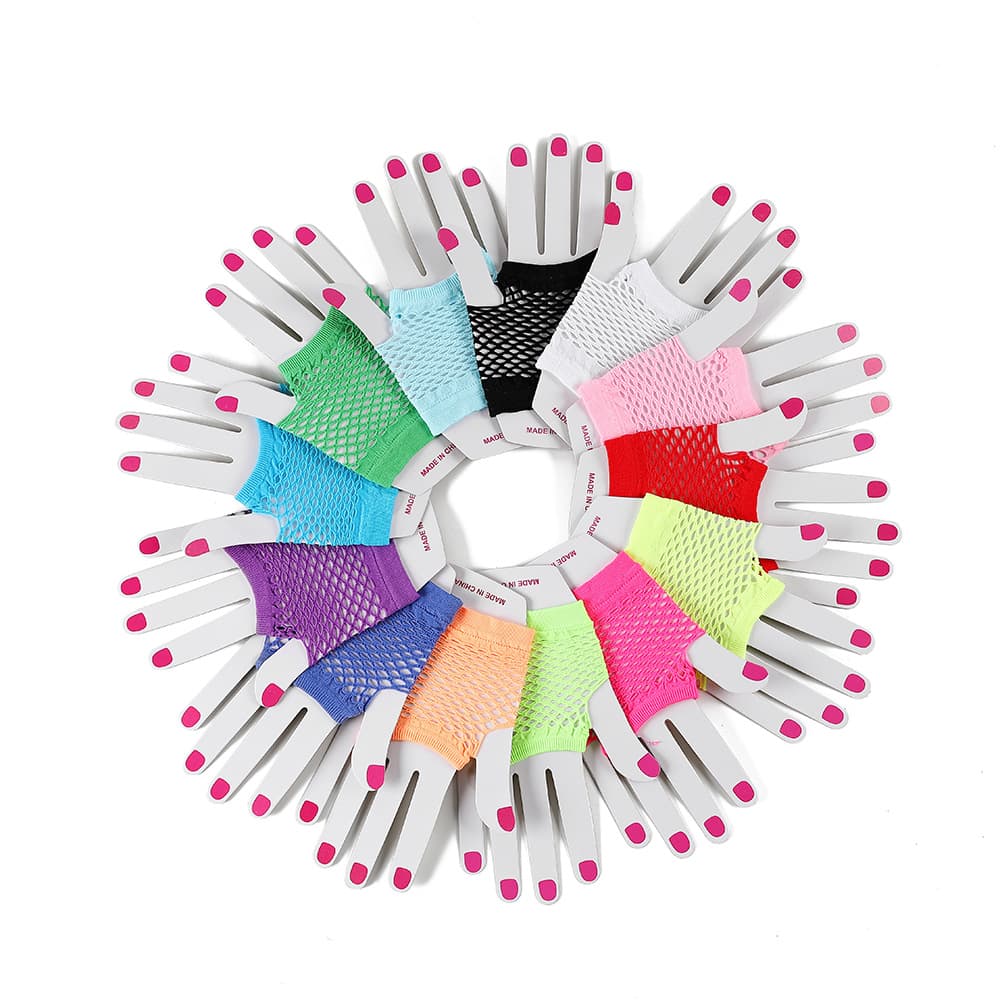 Short fishing net, multicoloured sexy elastic gloves, punk style, halloween 1