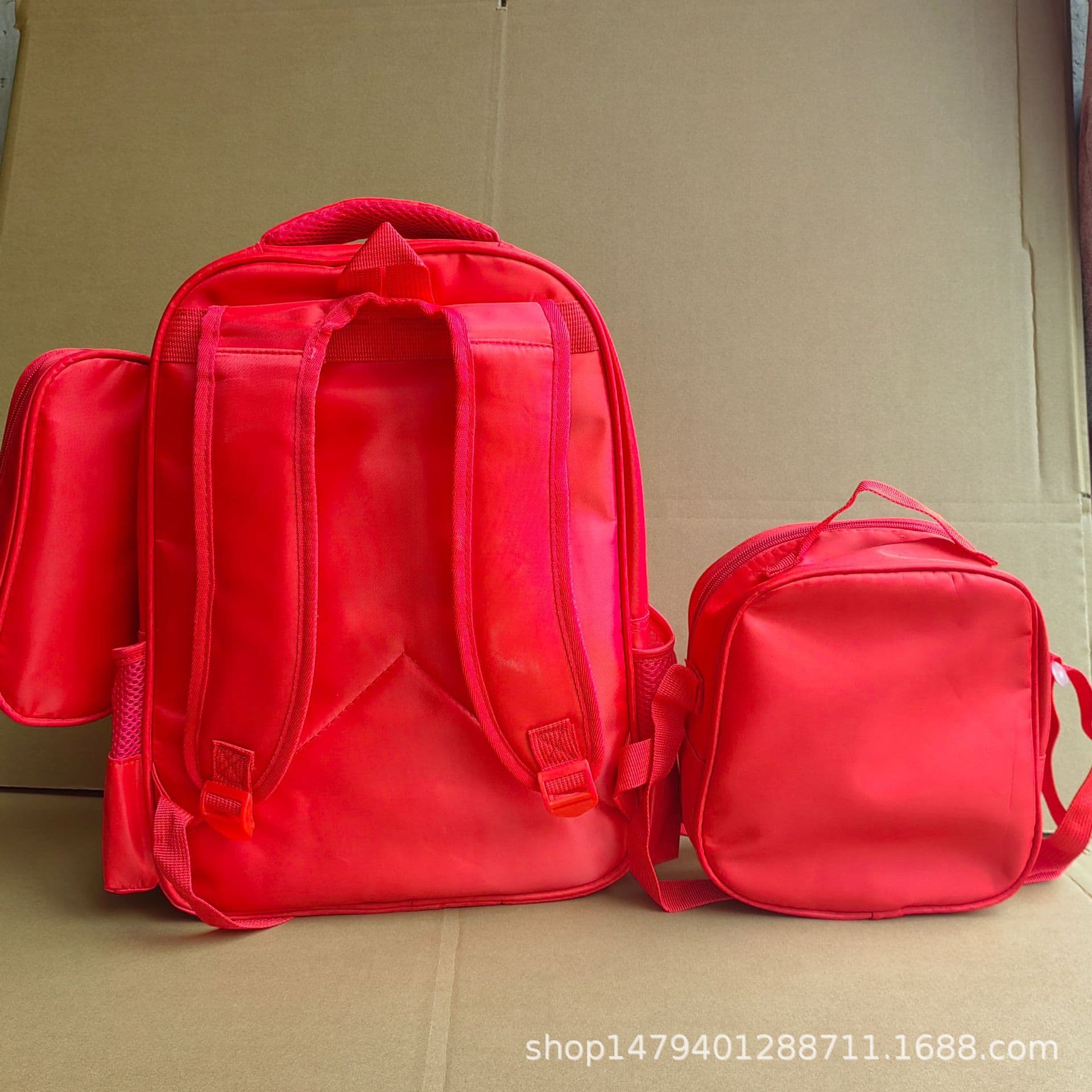 (Cross-border trading), set, cartoon school bag for students, capacious pencil case, 3 piece set 2