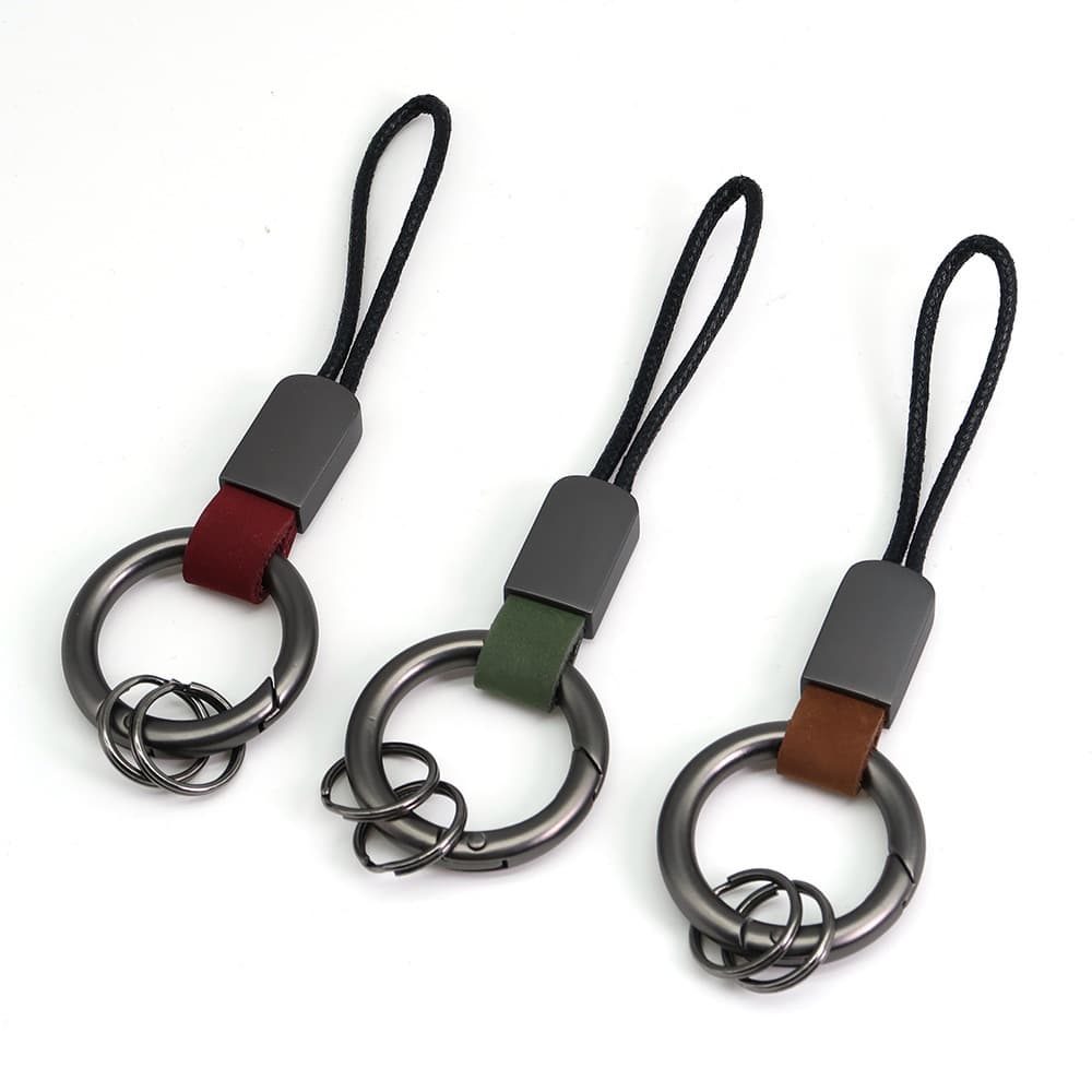 Ring, protective creative keychain, car keys, bracelet with laser, genuine leather 5