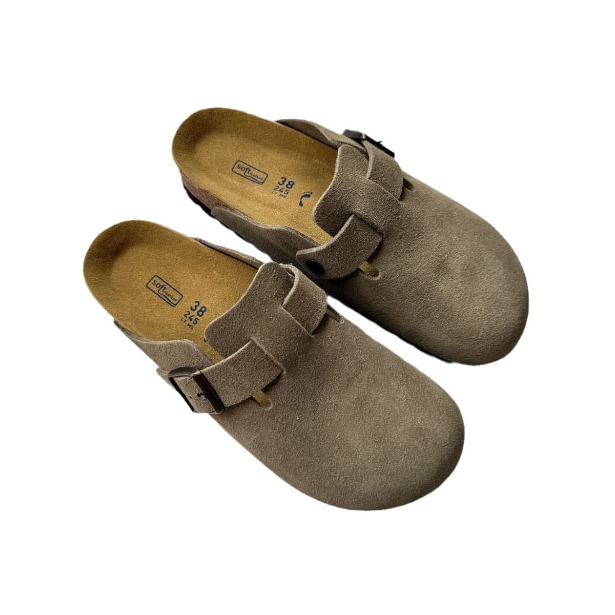 Sanpo Birken shoes for women's retro cork inner heightened sandals bag-toe genuine leather thick sole wear fishing Borken half slippers 5