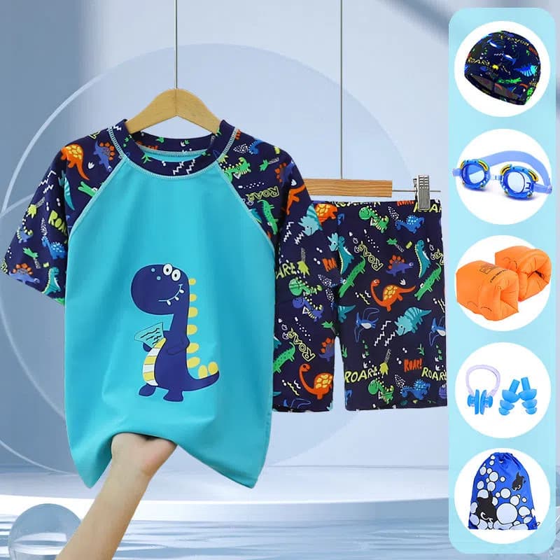 Children's summer swimwear for boys, quick dry split trousers for swimming, cute equipment, set, sun protection, for teenagers