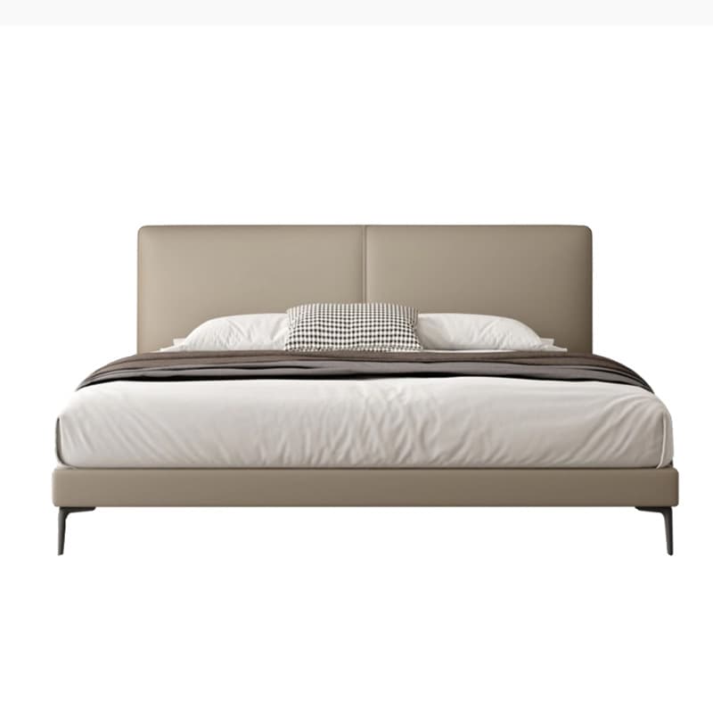 Italian minimalist leather bed Internet celebrity master bedroom 1.8m double bed light luxury soft leather art bed modern simple wedding bed 5