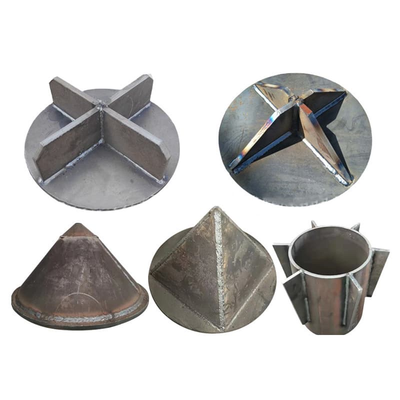 Pile tip 400 500 600mm cross-pointed bottom open and closed mouth conical construction engineering pile foundation welding pile cap manufacturer 5
