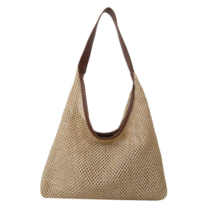 Summer handheld woven fashionable beach straw one-shoulder bag for traveling, small bag, western style 5