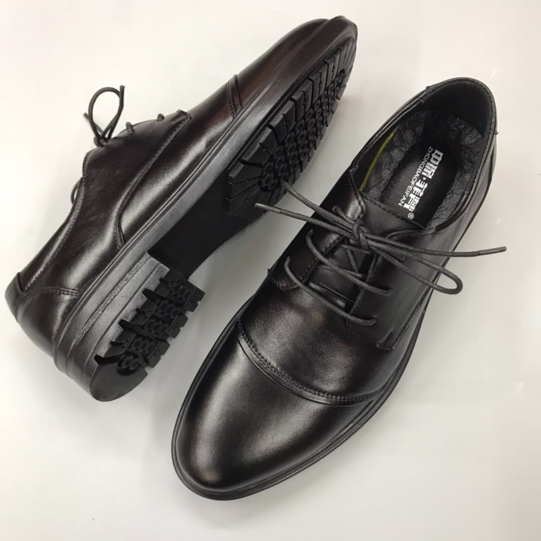 Men's formal leather shoes, business casual shoes, spring and autumn low-cut cowhide pure black workplace gentleman versatile shoes 4
