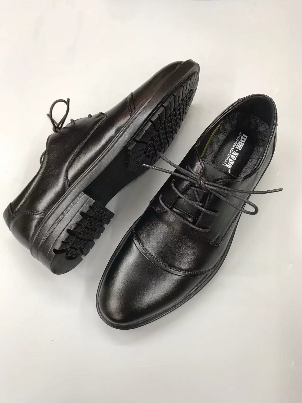 Men's formal leather shoes, business casual shoes, spring and autumn low-cut cowhide pure black workplace gentleman versatile shoes 6