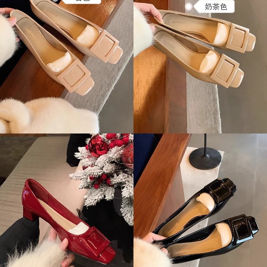 Putao Ma, Studio Lee, classic elegant shoes for work and office square toe heels, wide stable heel 2