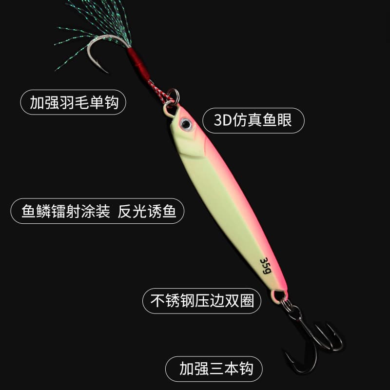 Night -light shore ironing board quickly pulls the road sub -bait fake bait fake bait sacral cow fish, night fishing double hook long horse brand fake bait 2