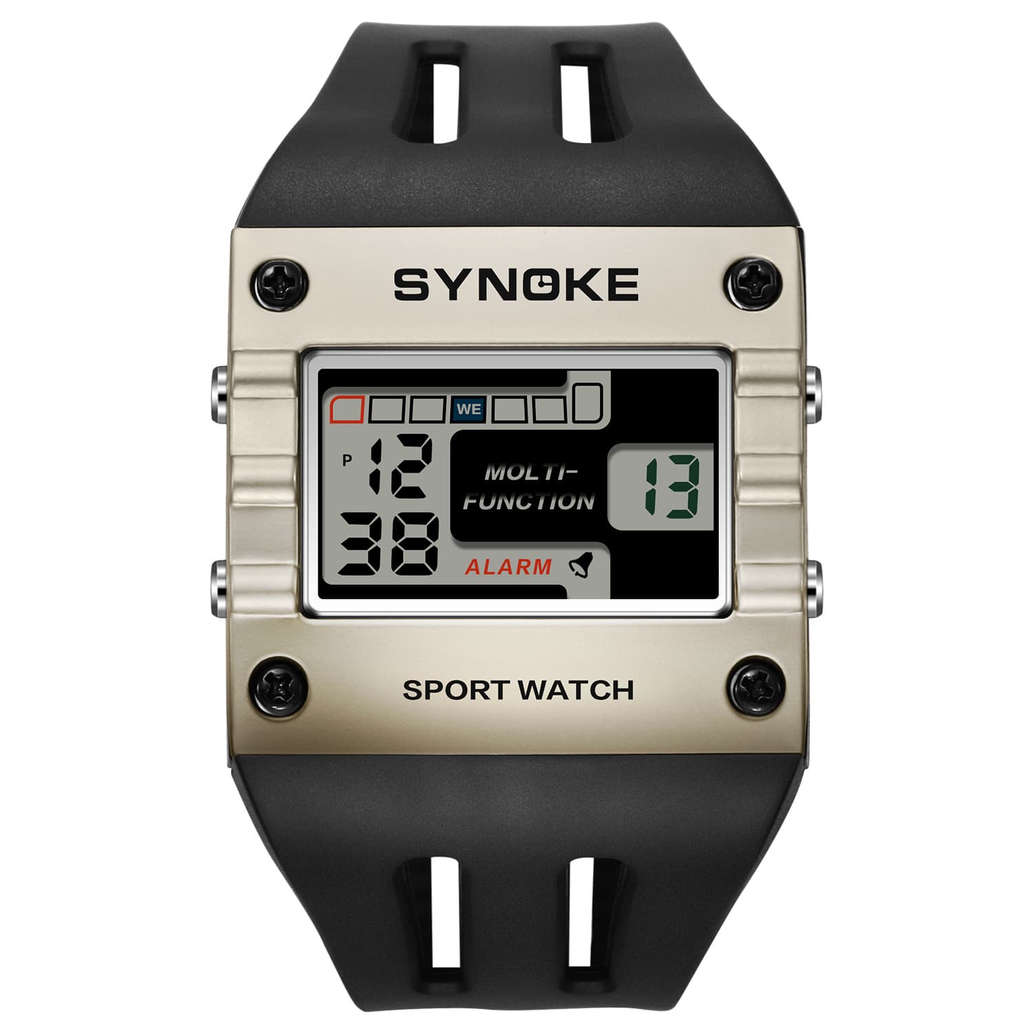 Men's trend square sports capacious waterproof digital watch, color 5