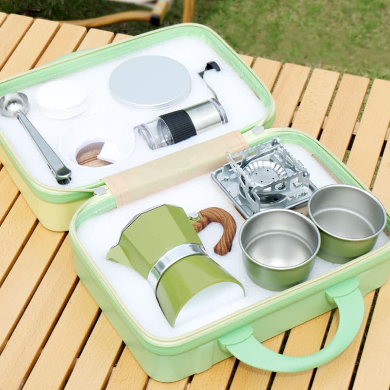 Travel set for camping, coffee equipment, coffee pot for traveling 2