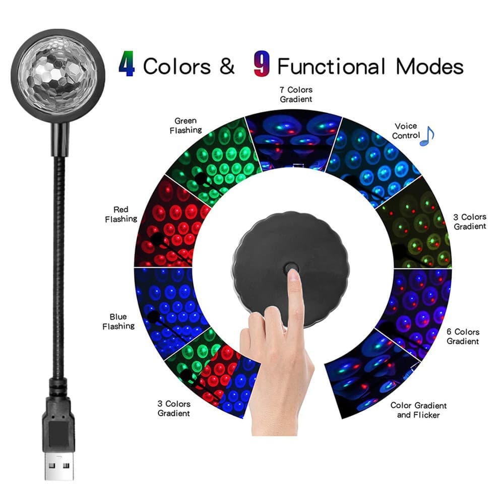 Factory hot-selling LED car magic ball starry sky lamp USB car indoor home color baby's breath projection ambient light 4