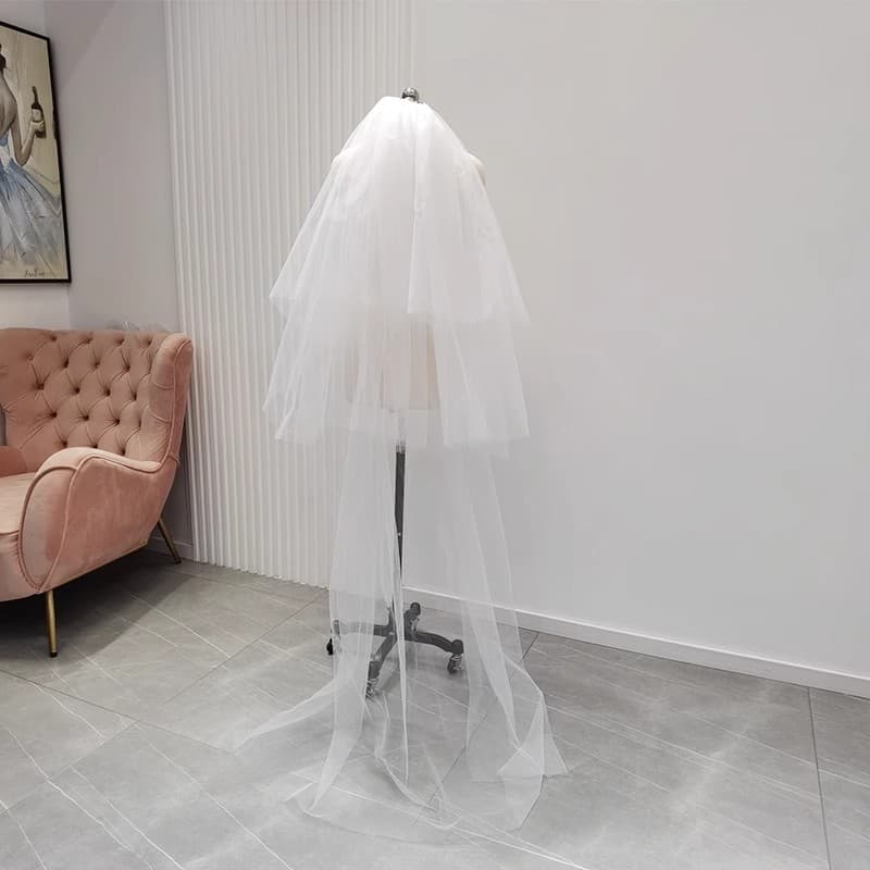 White bride's veil, black photography props 3