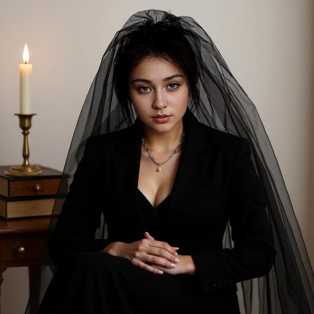 White bride's veil, black photography props 1