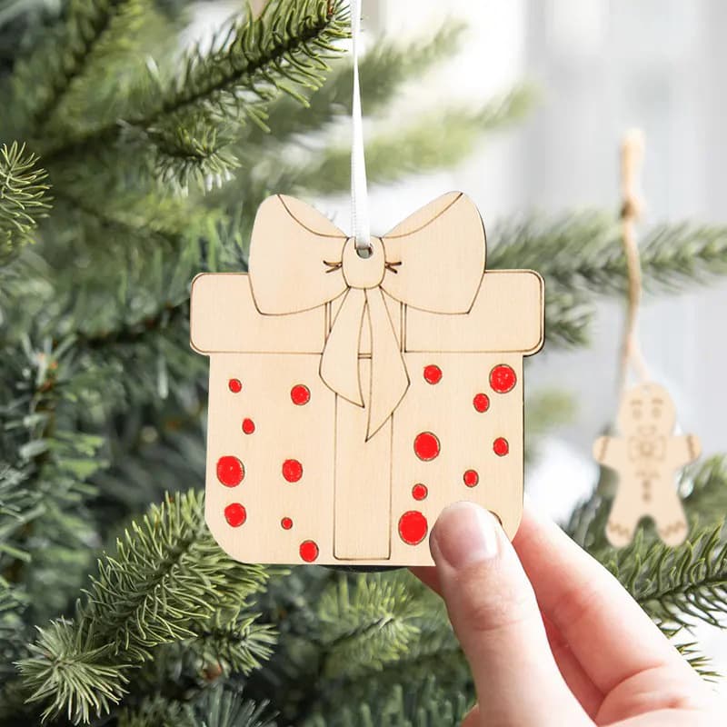 (Cross-border trading), wooden Christmas carved pendant, jewelry, Birthday gift 4