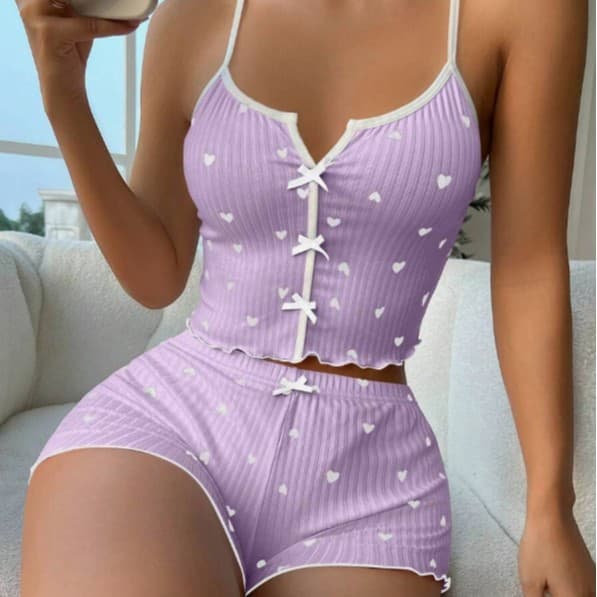 (Cross-border trading), demi-season sexy multicoloured pijama, shorts with bow, set, homewear, lifting effect 2