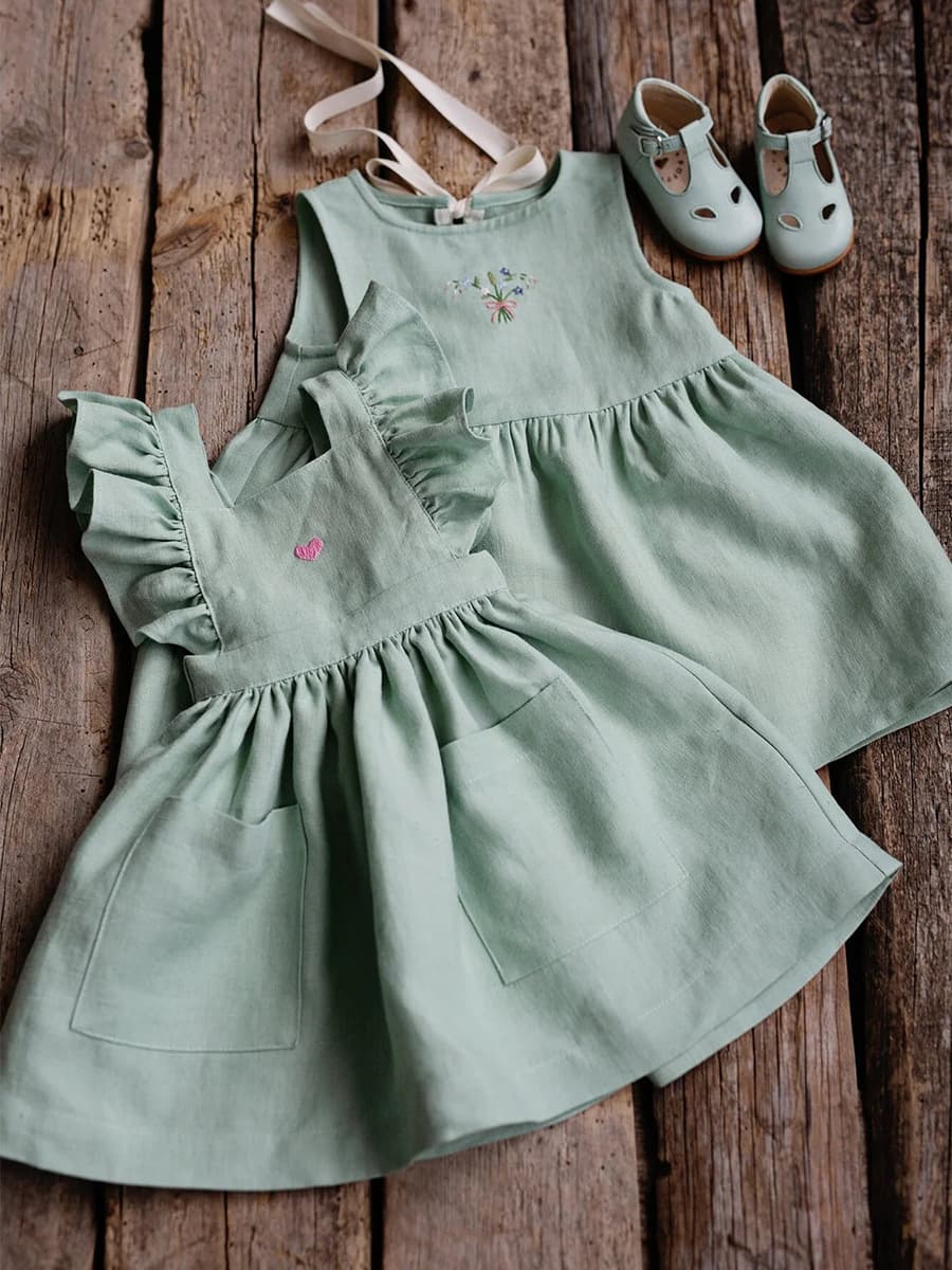 Light and thin breathable summer slip dress girl's, cotton and linen, European style, with embroidery 2