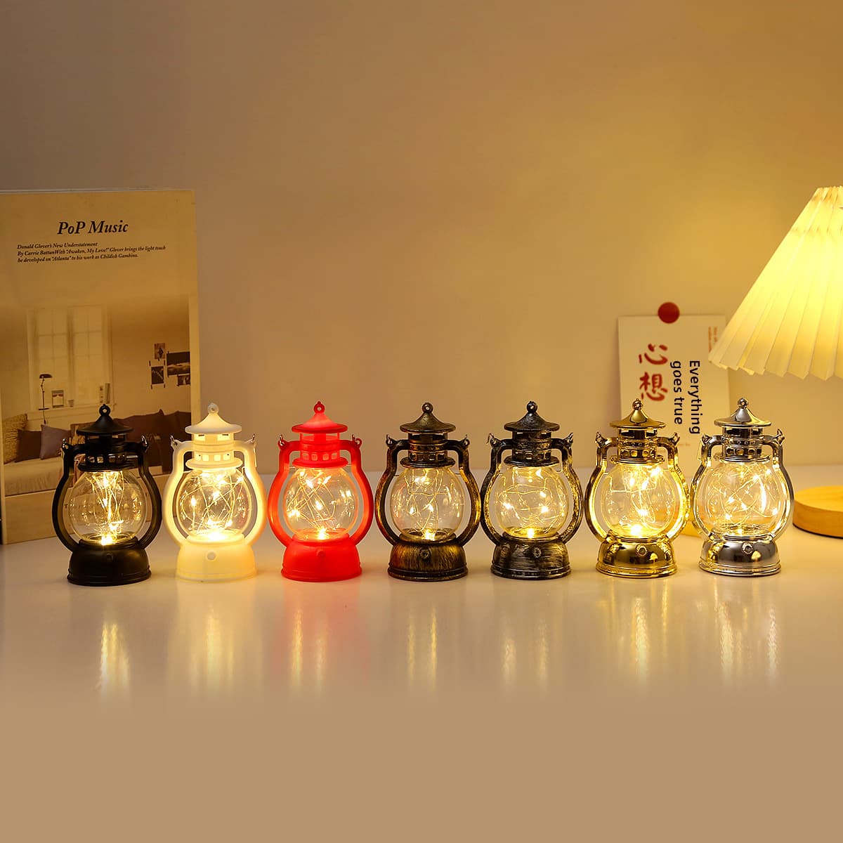 Retro pony lantern LED electronic candle lamp portable kerosene lamp creative holiday decoration atmosphere small ornaments 4