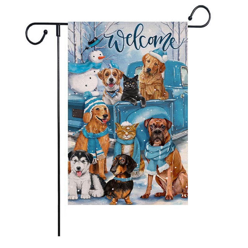 Cross-border Christmas Garden Flag Double-Sided Print Linen Holiday Party Creative Decoration Banner 2