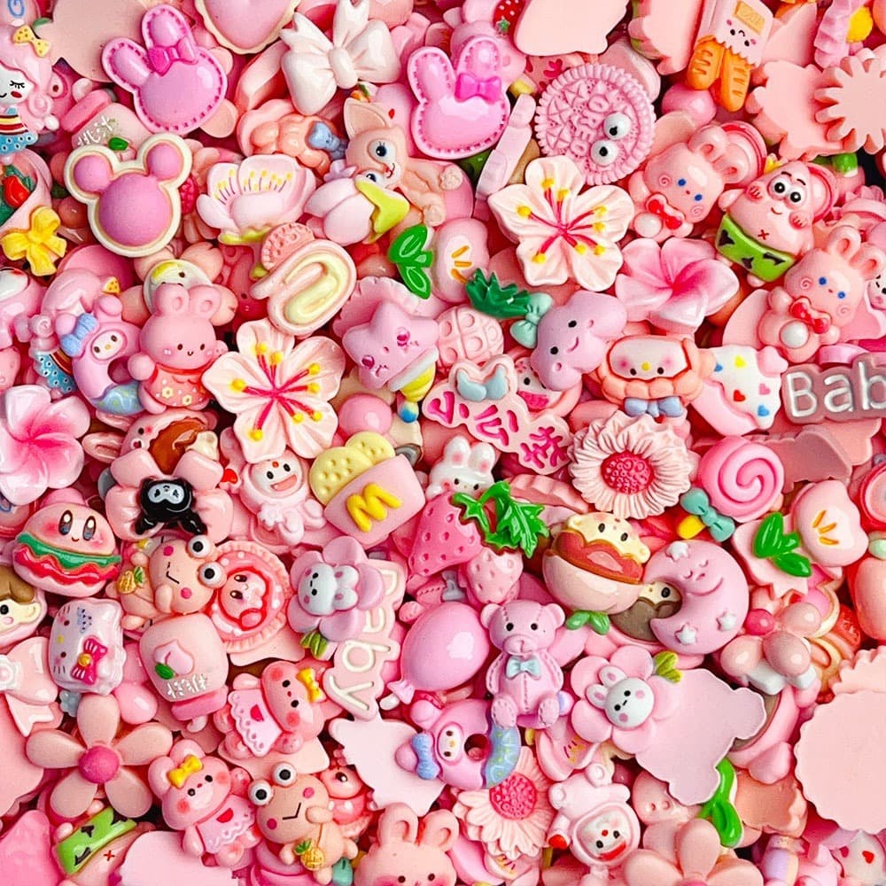 Weigh by the pound cute cartoon solid color transparent mixed resin accessories cream glue DIY material mobile phone case water cup sticker 5