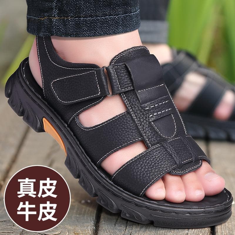 Men's leather sandals, summer non-slip beach footwear, trailer, slippers, direct factory sales, cowhide, genuine leather 2