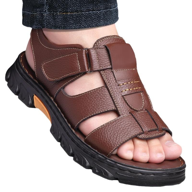 Men's leather sandals, summer non-slip beach footwear, trailer, slippers, direct factory sales, cowhide, genuine leather 5