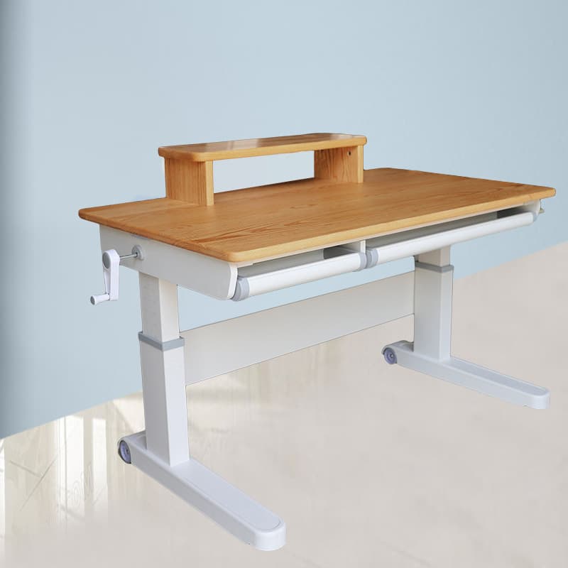 Can be lifted in solid wood children's learning desk, home work, writing table, 6-12 years old school student desk children's computer desk 3