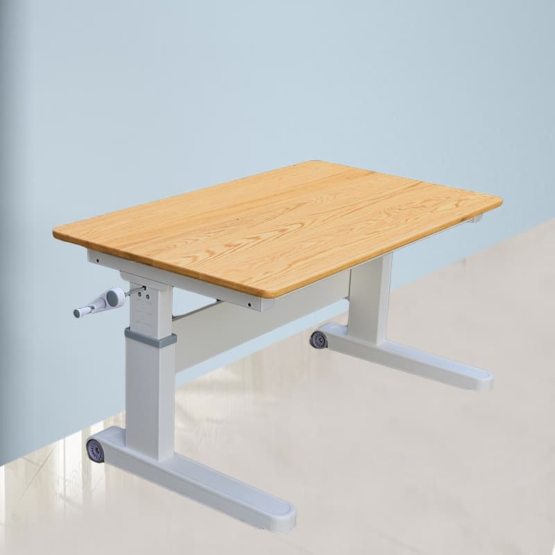 Can be lifted in solid wood children's learning desk, home work, writing table, 6-12 years old school student desk children's computer desk 4