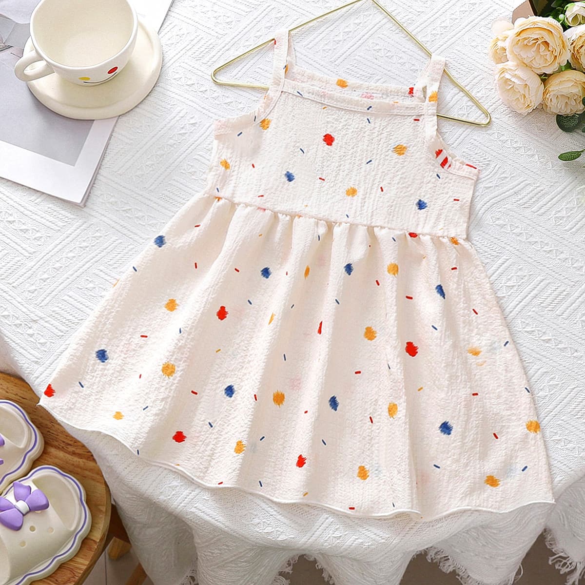 Summer clothing, girl's skirt sleevless, thin sleevless dress, western style, flowered 2