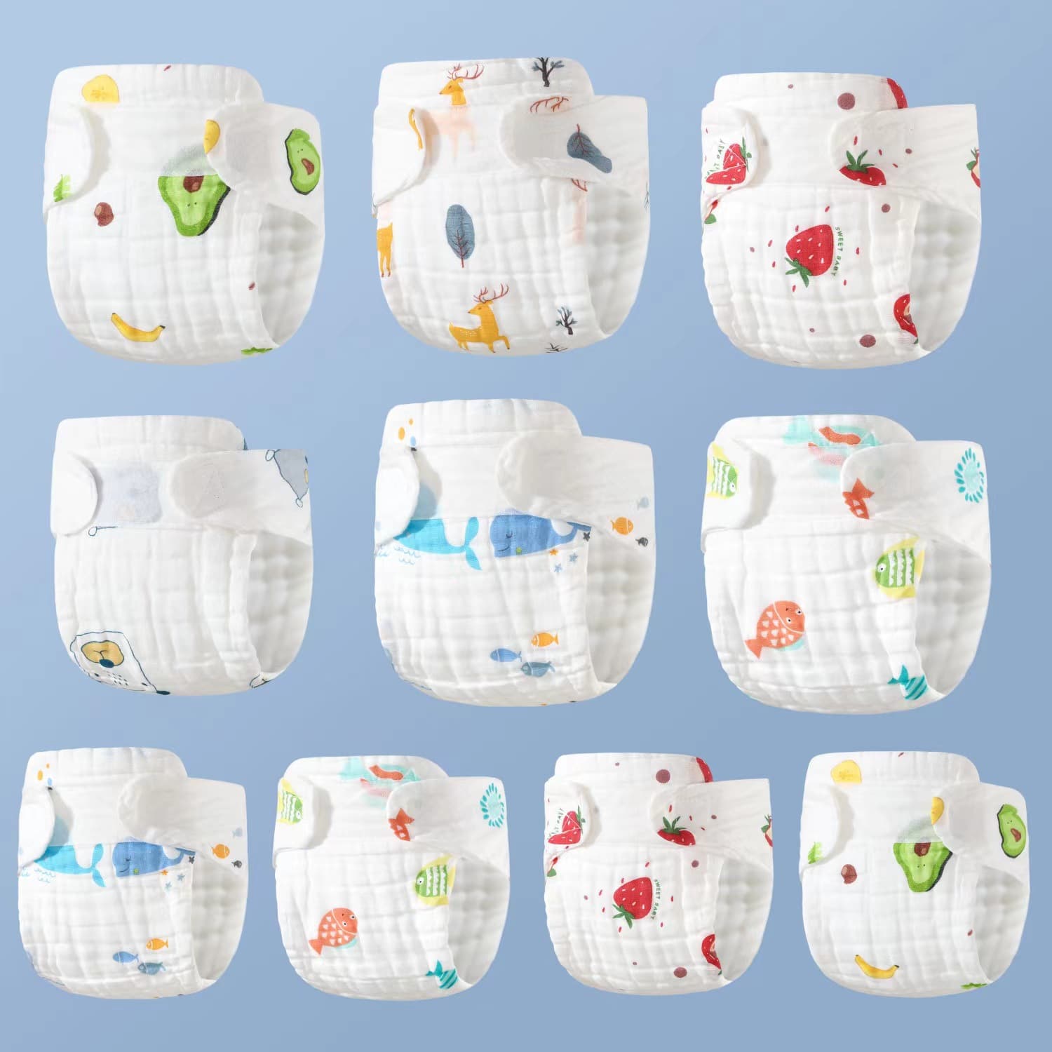 Gauze diaper, breathable children's trousers, washable 2