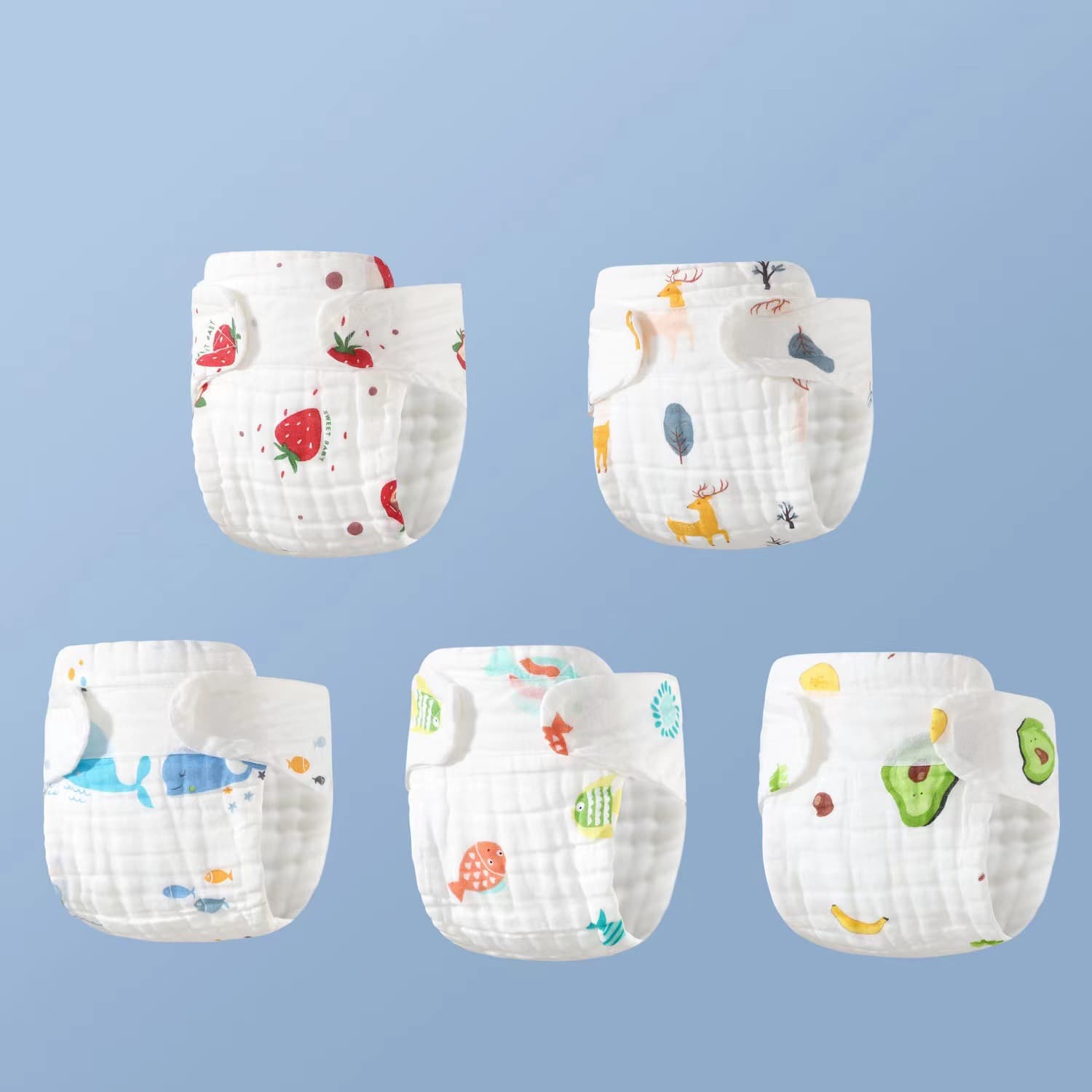 Gauze diaper, breathable children's trousers, washable 3