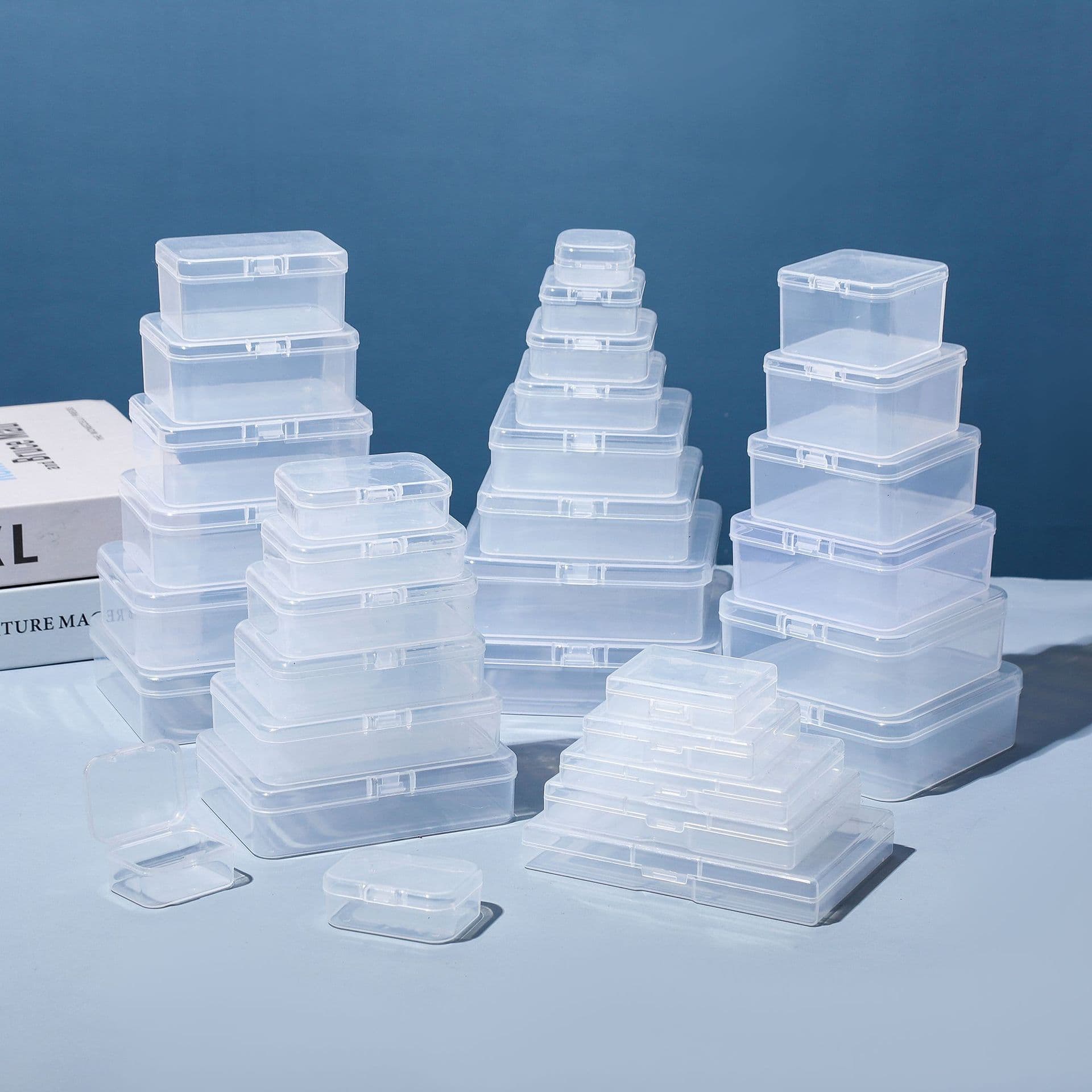 Square transparent plastic earplugs, accessory, storage box with accessories with beads 2