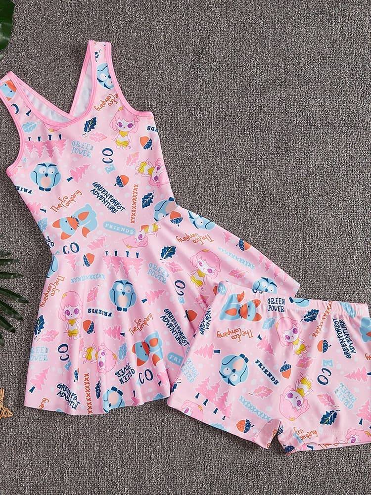Cartoon children's swimwear, set for swimming, trousers