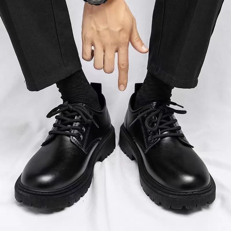 Cross-border popular 2026 casual leather shoes, four-season style, breathable, thick-soled, British-style, versatile, non-slip, soft-soled, trendy work shoes 3