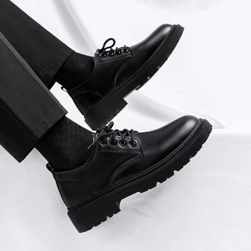 Cross-border popular 2026 casual leather shoes, four-season style, breathable, thick-soled, British-style, versatile, non-slip, soft-soled, trendy work shoes 4