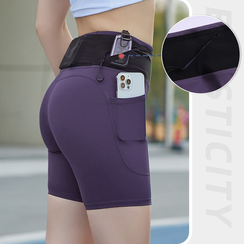 Summer sports shorts, trousers, pocket mobile phone, elastic underwear for hips shape correction for yoga for gym, overall, high waist, tight 2