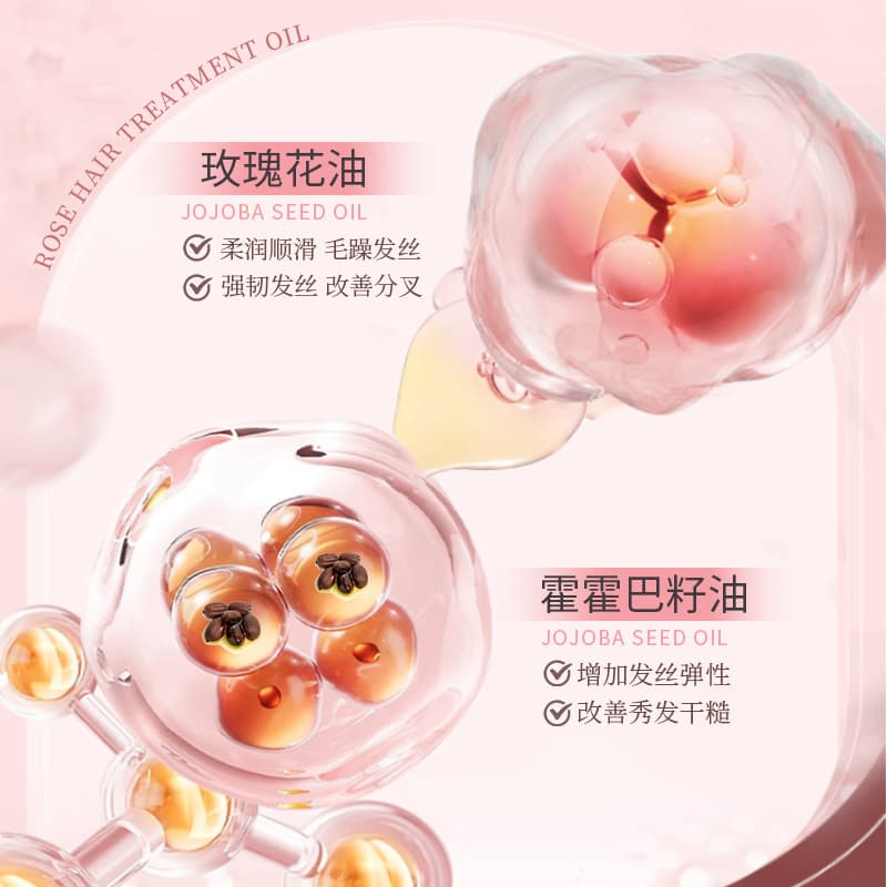 Perfumed Hair Oil with Rose Extract - Conditioner for Curly Hair, Smoothing & Strengthening Treatment 4