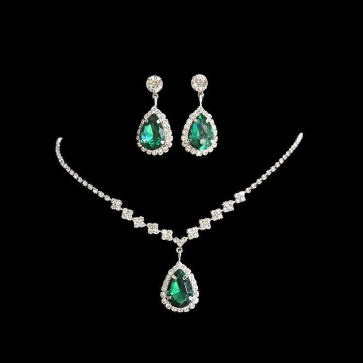 Earrings, necklace, set, sophisticated chain for bride, accessory, European style, 2 piece set, diamond encrusted, light luxury style 4