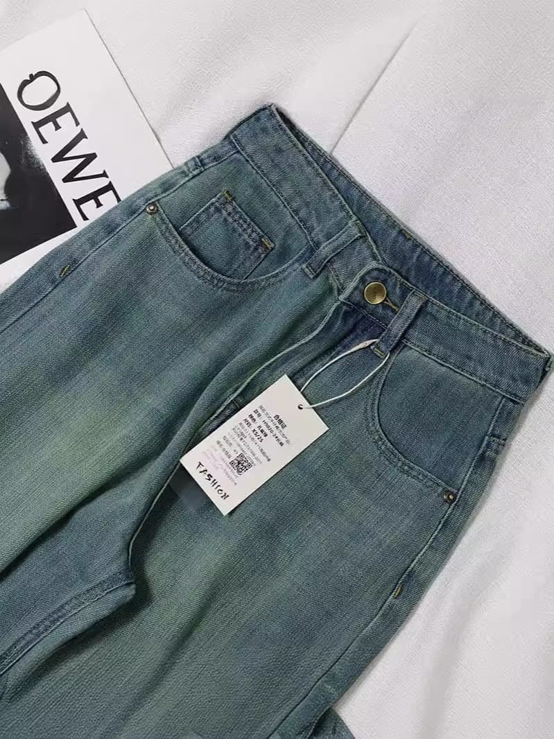 Soft summer loose straight jeans, trousers, high waist, loose fit 4