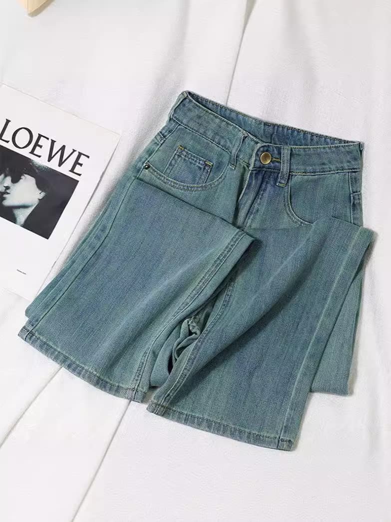 Soft summer loose straight jeans, trousers, high waist, loose fit 5