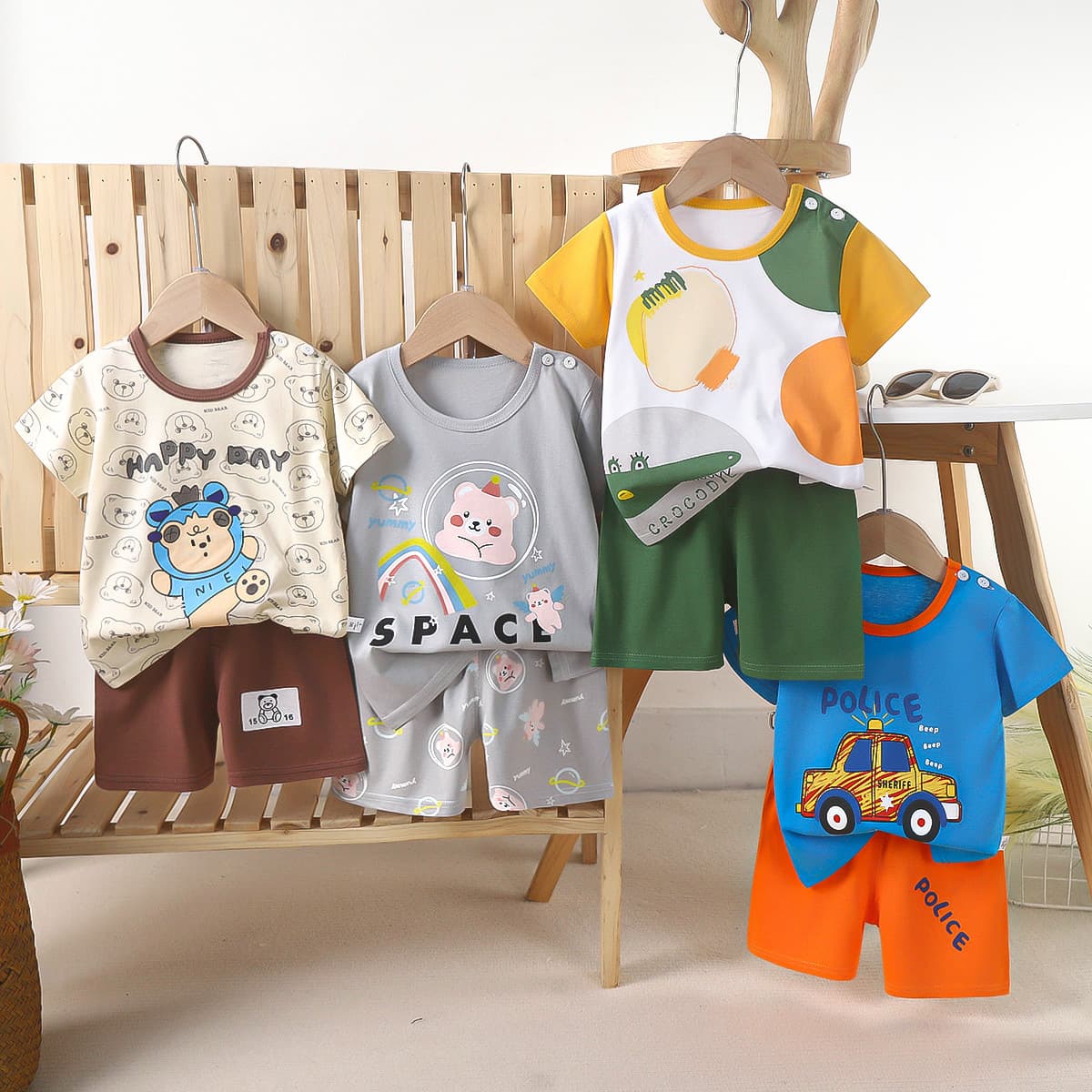 Children's summer sleeves, cotton set for boys, thin T-shirt, summer clothing, children's clothing 2