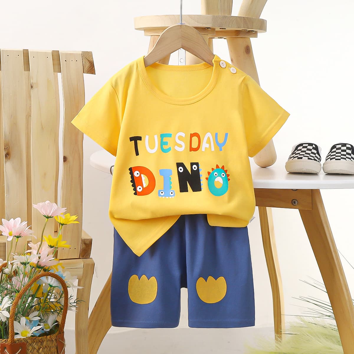 Children's summer sleeves, cotton set for boys, thin T-shirt, summer clothing, children's clothing 3