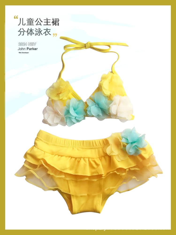 Children's split cute swimwear, flowered 3