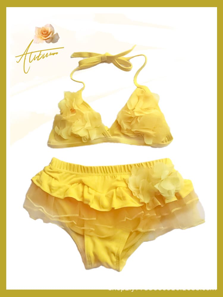 Children's split cute swimwear, flowered 4