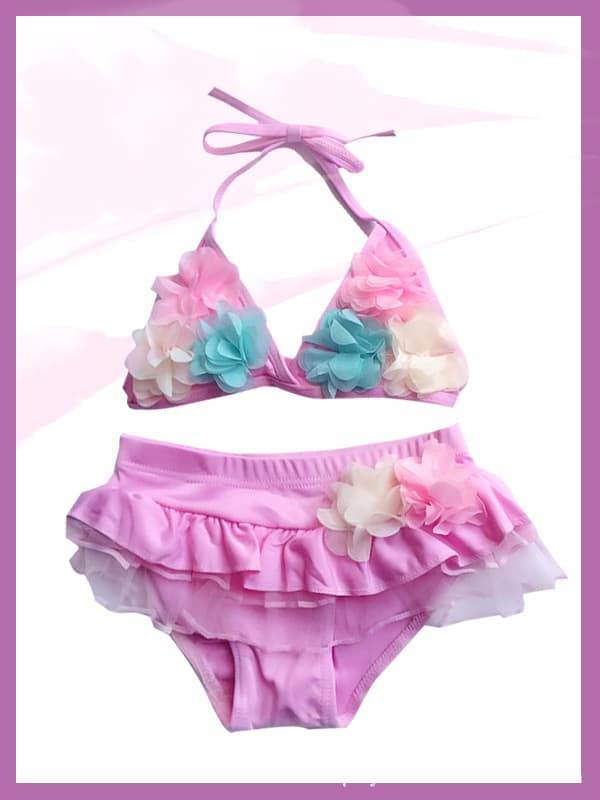 Children's split cute swimwear, flowered 5