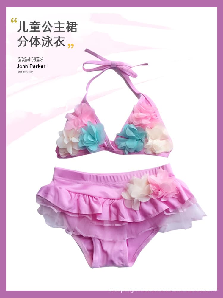 Children's split cute swimwear, flowered