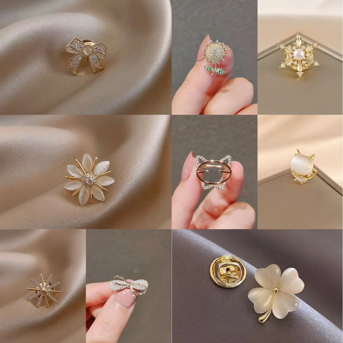 Fashionable universal brooch with bow, cute protective underware, trend pin, cat's eye, clips included 2